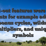 Stand-out features were novel points for example added bonus cycles, wilds, multipliers, and unique symbols