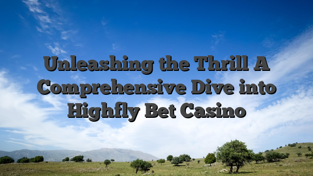 Unleashing the Thrill A Comprehensive Dive into Highfly Bet Casino