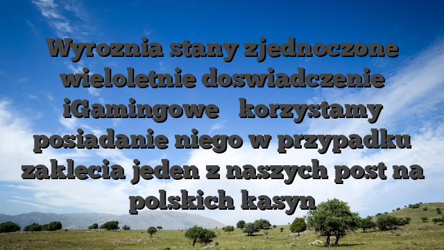 Wyroznia stany zjednoczone wieloletnie doswiadczenie iGamingowe � korzystamy posiadanie niego w przypadku zaklecia jeden z naszych post na polskich kasyn