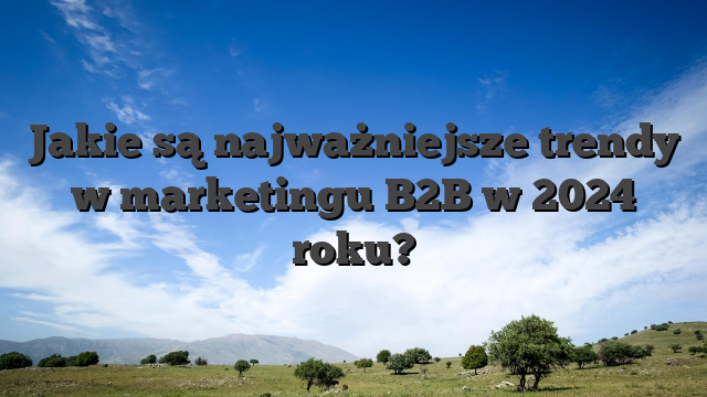 Jakie są najważniejsze trendy w marketingu B2B w 2024 roku?