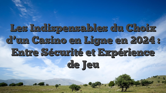Les Indispensables du Choix d’un Casino en Ligne en 2024 : Entre Sécurité et Expérience de Jeu