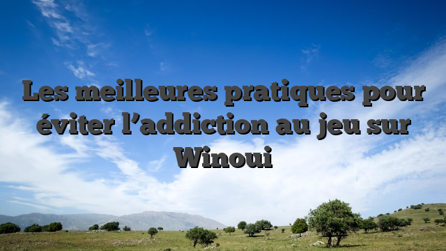 Les meilleures pratiques pour éviter l’addiction au jeu sur Winoui