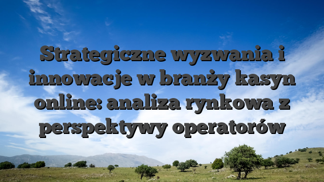 Strategiczne wyzwania i innowacje w branży kasyn online: analiza rynkowa z perspektywy operatorów