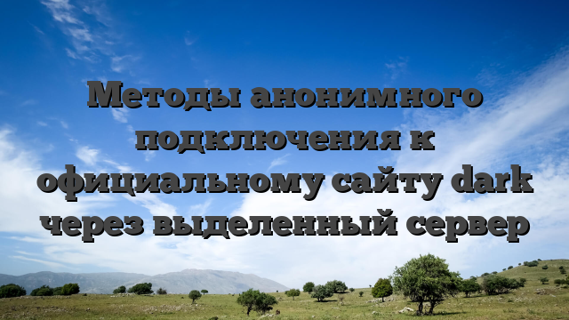 Методы анонимного подключения к официальному сайту dark  через выделенный сервер