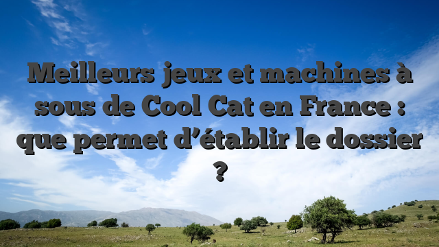 Meilleurs jeux et machines à sous de Cool Cat en France : que permet d’établir le dossier ?